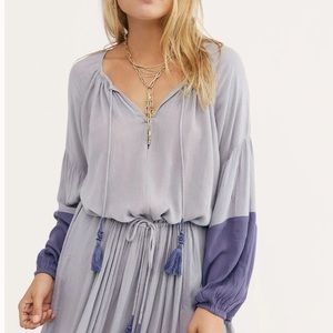 Color-blocked boho midi dress